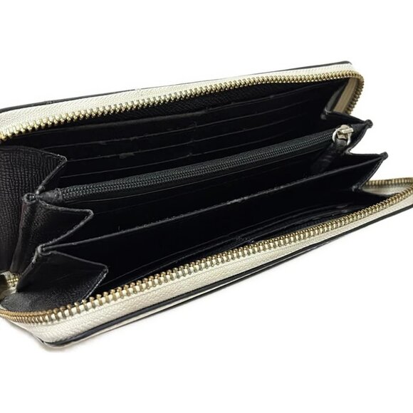 Auth COACH Small Wildflower Print Leather Accordion Zip Around F53770 Cream Gray - Picture 3 of 6